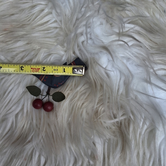 Handcrafted Bird Brooch with Cherry Red Accents - Picture 5 of 5